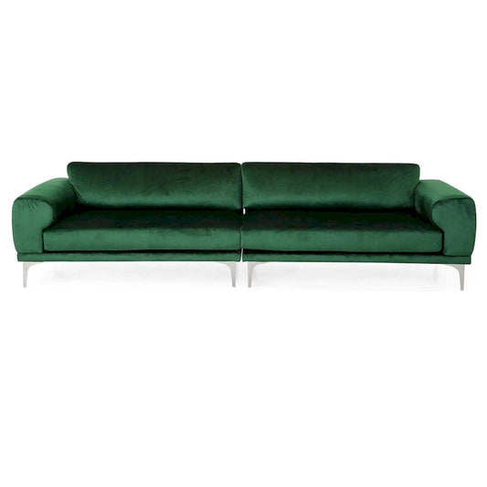 Emerald 111 Modern Velvet 4-Seat Sofa with Metal Legs and Solid Frame