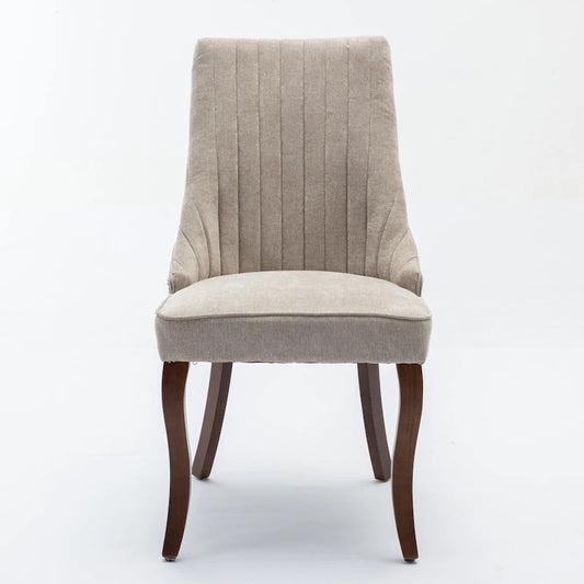 2-Piece Armless Dining Chairs Set with High Back, Upholstered Kitchen Accent Chairs with Curved Solid Wood Legs