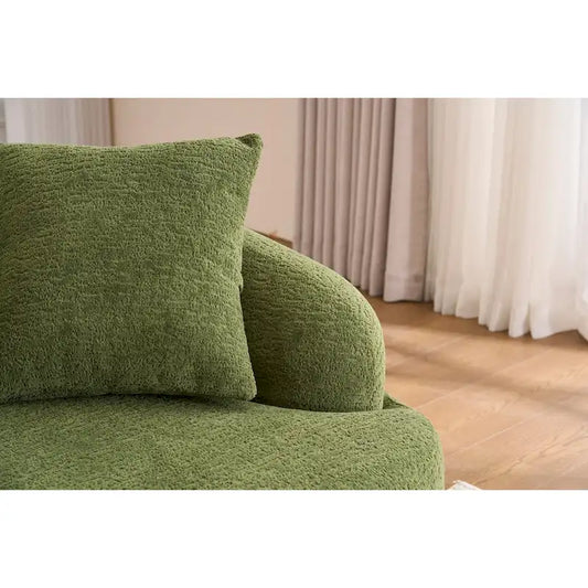 98.4 Chenille L-Shaped 3-Seater Sofa with Chaise Lounge and 4 Pillows