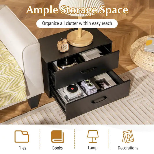 Gymax Stackable 2-Drawer Dresser Multi-Purpose Wooden Storage Cube