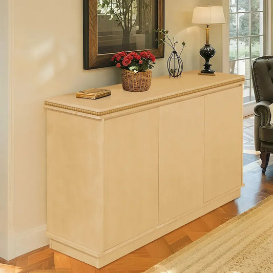 Classic Wooden Sideboard with Beaded Trim - Elegant Storage Cabinet for Dining or Living Room