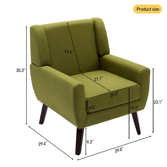 Linen Upholstered Accent Chair Wingback Armchair Set of 2