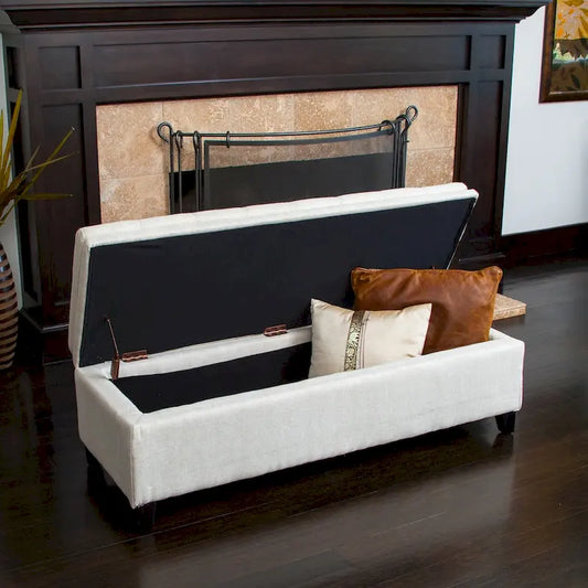 Brighton Tufted Linen Storage Bench by Christopher Knight Home
