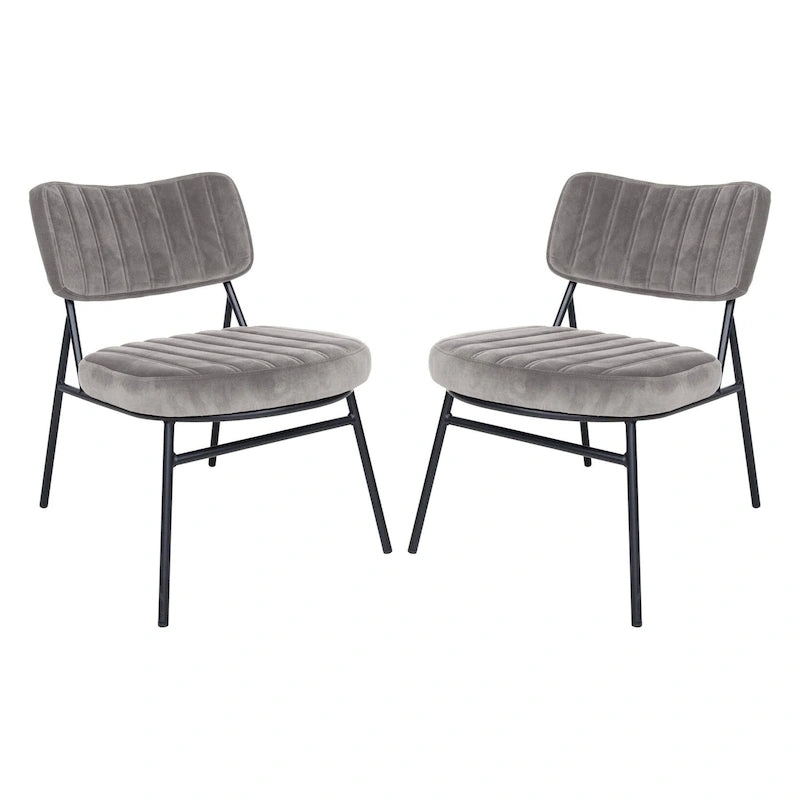 LeisureMod Set of 2 Marilane Velvet Accent Chairs with Velvet Upholstery & Sturdy Metal Frame for Home Office Lounge Living Room