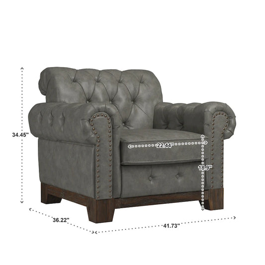 Greenwich Tufted Scroll Arm Nailhead Chesterfield Chair by iNSPIRE Q Artisan