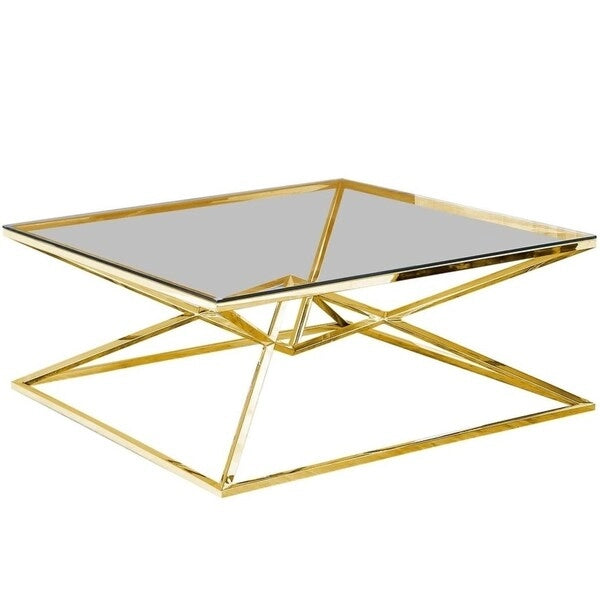 Best Master Furniture Angled Stainless Steel Square Coffee Table