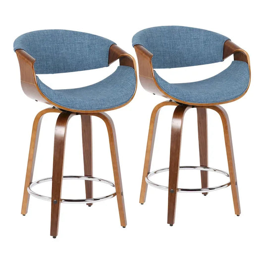 Carson Carrington Sauda 24 Fixed-Height Counter Stools with Bent Wood Legs & Round Footrest (Set of 2)
