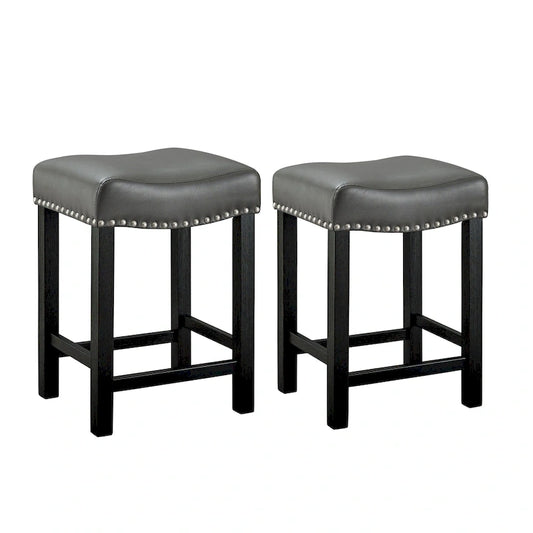 Steve Silver Ariana Gray Faux Leather Counter Stool - Set of 2