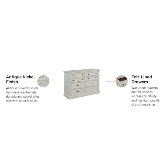 Homestyles Seaside Lodge Off-White Dresser with 8 Drawers