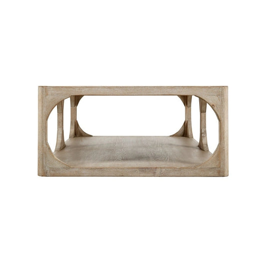 Artissance Reclaimed Wood Peking Ming Coffee Table, Small, 55 Inch Long, Weathered White Wash