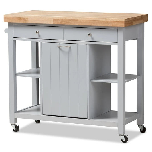 The Gray Barn Muckross Farmhouse Grey Wood Kitchen Cart