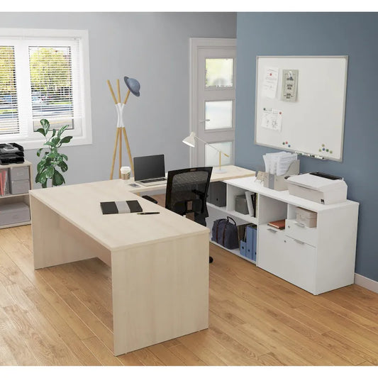 Bestar i3 Plus U-Desk with Two Drawers