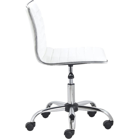 Carson Carrington Olafsvik Swivel Mid Back Armless Ribbed Task Leather White Upholstery Office Chair