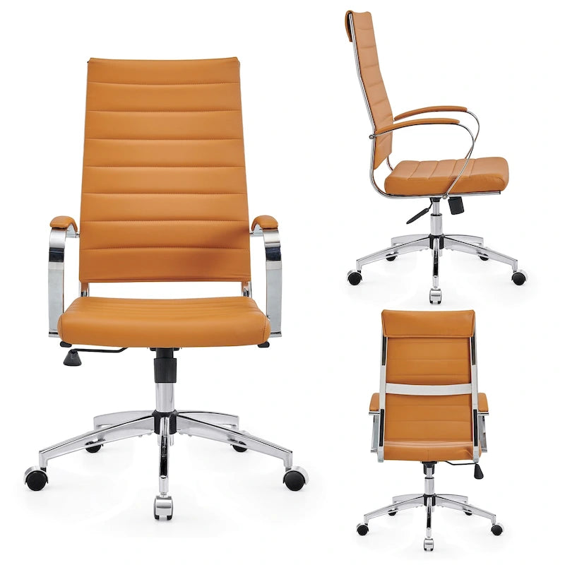 CAROCC Ribbed Computer Office Chair Adjustable Swivel High Back Desk Chair