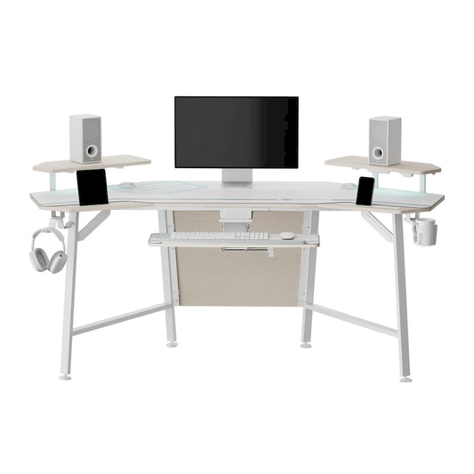 72 Large Gaming Desk Black Multifunctional Computer Desk with Keyboard Tray