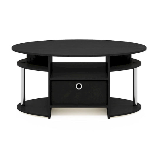 Furinno JAYA Simple Design Oval Coffee Table with Bin