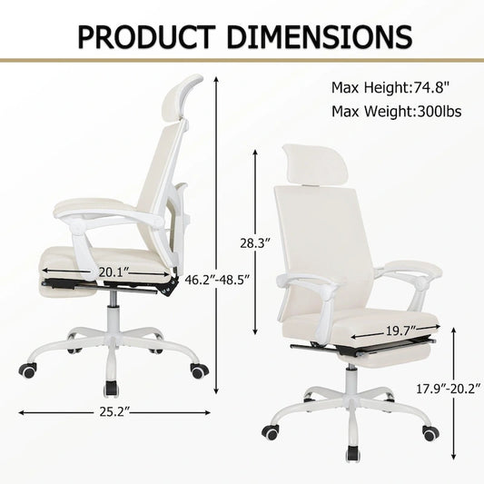 Office Chair With Foot Rest Ergonomic Swivel Mesh Task Office Chair