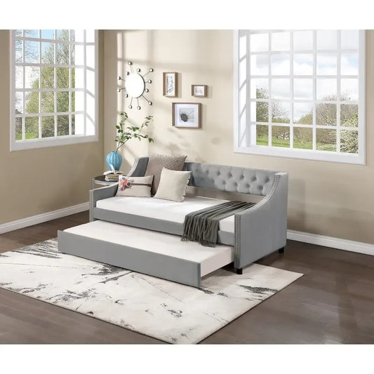 Daybed with Trundle Upholstered Tufted Sofa Bed,full Size