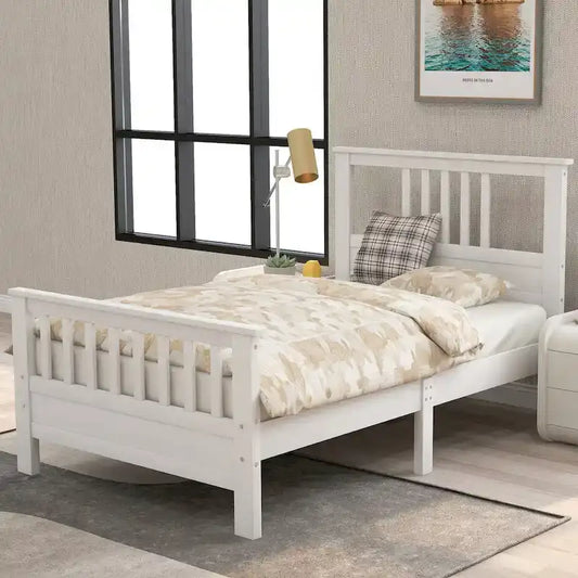 Wood Platform Bed with Headboard & Footboard, No Box Spring Needed