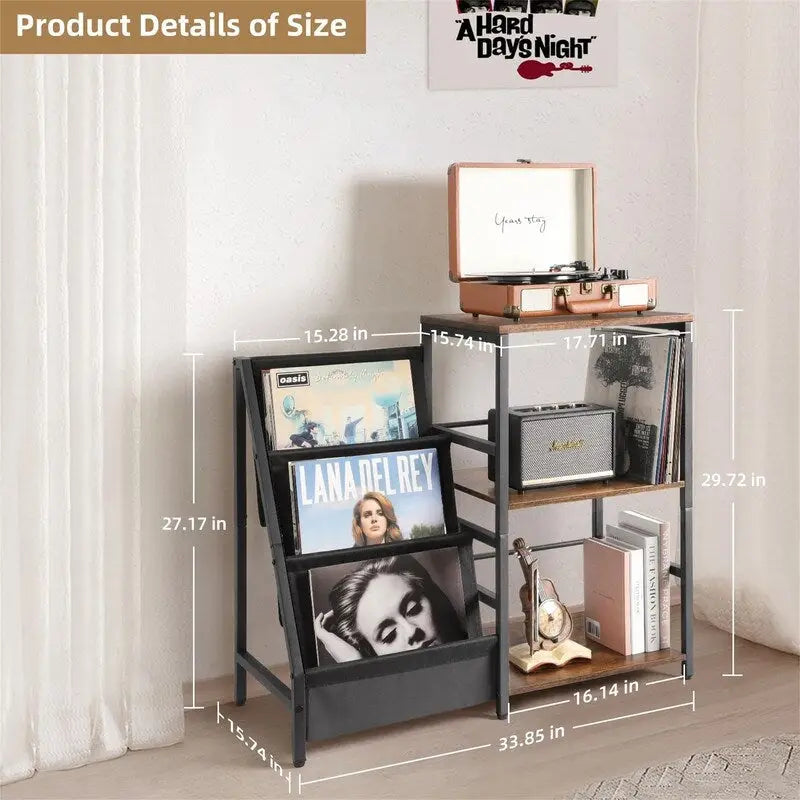 Record Player Stand - 15.74D x 33.85W x 29.72H