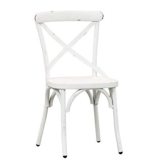 Vintage Series Distressed Metal X Back Side Chair - Antique White (Set of 2)