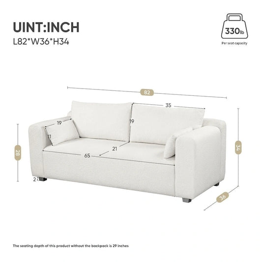 Modern Loop Yarn Fabric Sofa with Extra Wide Domed Arms