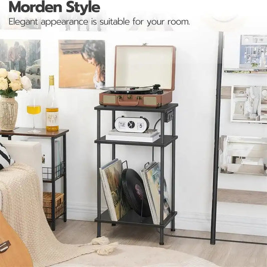 3 Tier Record Player Stand - 15.7L x 11.8W x 29.1H
