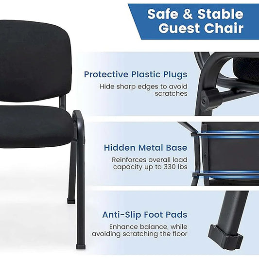 Meeting Room Conference Chair Set w/ Metal Frame & Upholstered Back