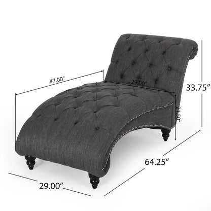 64.25 Button Tufted Chaise Lounge Chair with Birch Legs