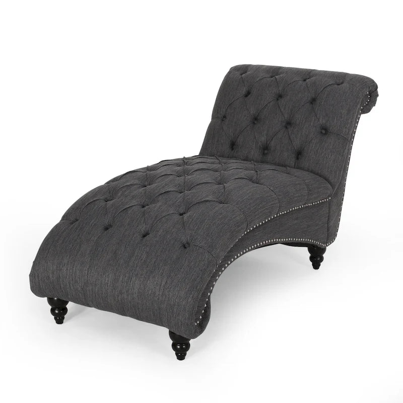 64.25 Button Tufted Chaise Lounge Chair with Birch Legs