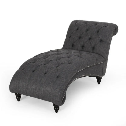64.25 Button Tufted Chaise Lounge Chair with Birch Legs