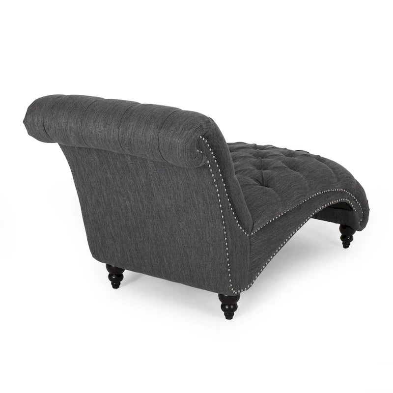 64.25 Button Tufted Chaise Lounge Chair with Birch Legs