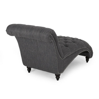 64.25 Button Tufted Chaise Lounge Chair with Birch Legs