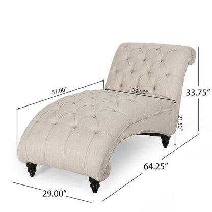 64.25 Button Tufted Chaise Lounge Chair with Birch Legs