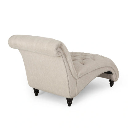 64.25 Button Tufted Chaise Lounge Chair with Birch Legs