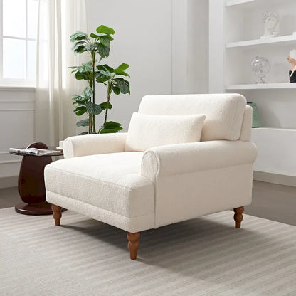 White 37.8 Velvet Accent Chair with Lumbar Support