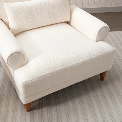 White 37.8 Velvet Accent Chair with Lumbar Support