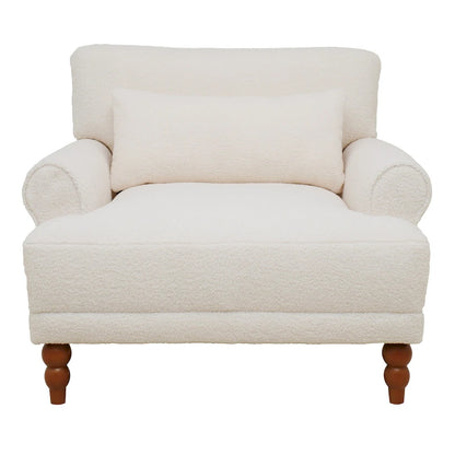 White 37.8 Velvet Accent Chair with Lumbar Support