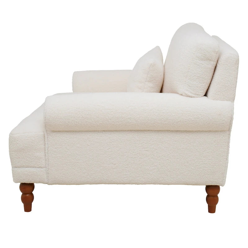 White 37.8 Velvet Accent Chair with Lumbar Support