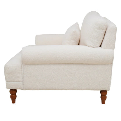 White 37.8 Velvet Accent Chair with Lumbar Support
