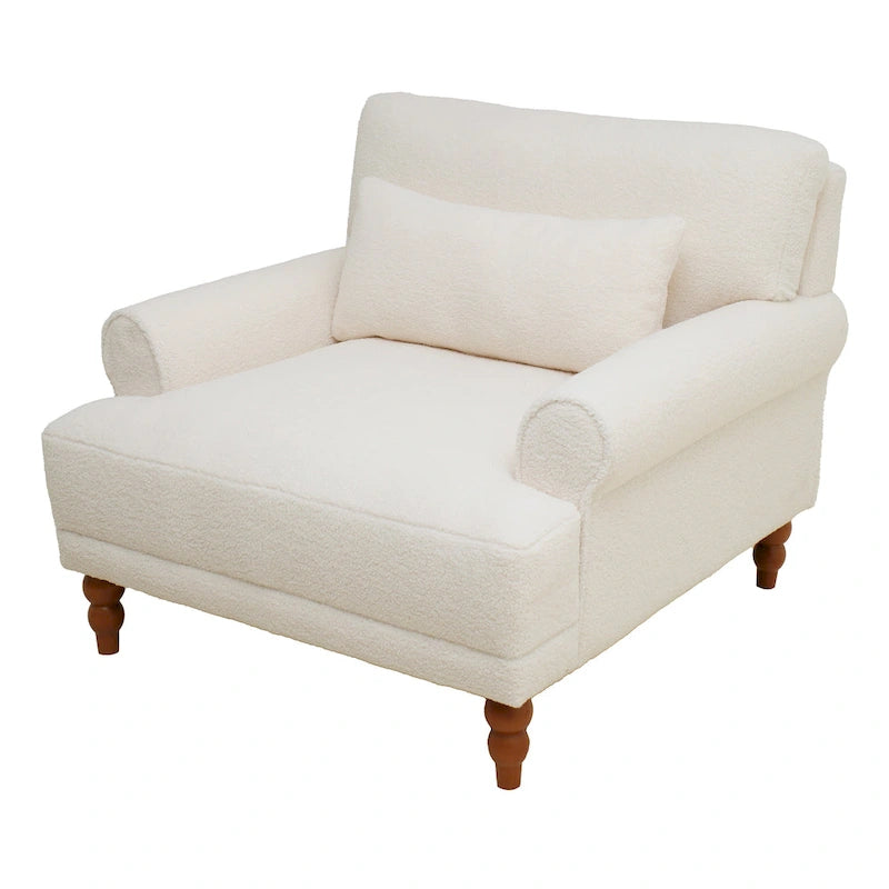 White 37.8 Velvet Accent Chair with Lumbar Support