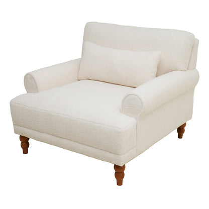 White 37.8 Velvet Accent Chair with Lumbar Support