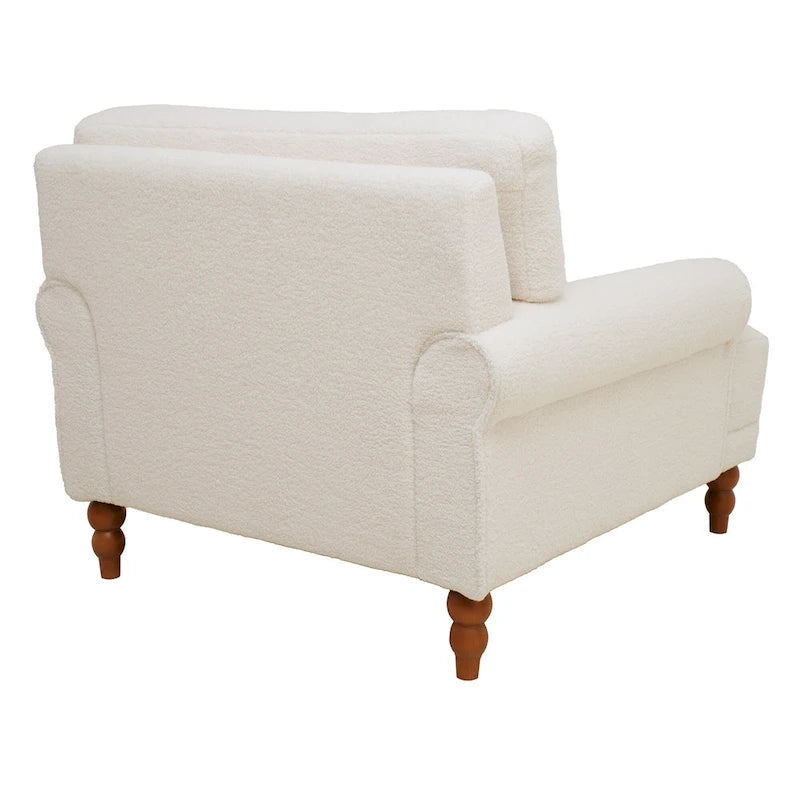 White 37.8 Velvet Accent Chair with Lumbar Support