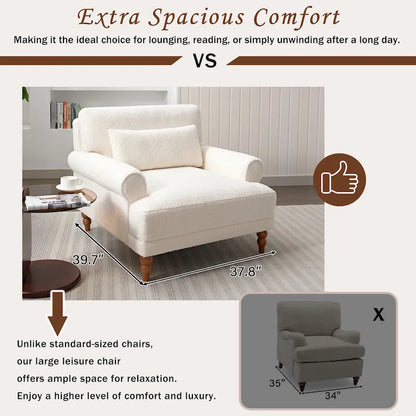 White 37.8 Velvet Accent Chair with Lumbar Support