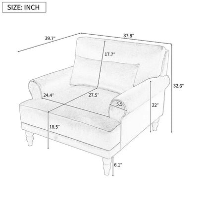 White 37.8 Velvet Accent Chair with Lumbar Support