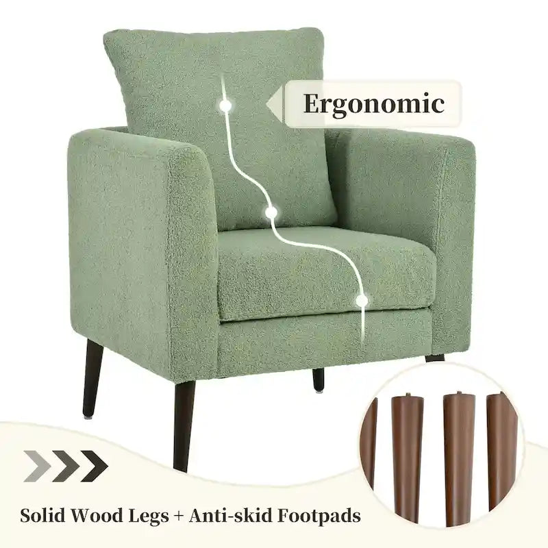 Green 26.77 Upholstered Arm Chair with Solid Wood Legs