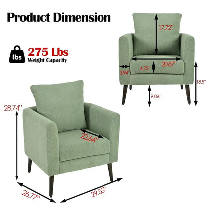Green 26.77 Upholstered Arm Chair with Solid Wood Legs