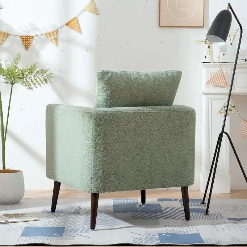 Green 26.77 Upholstered Arm Chair with Solid Wood Legs