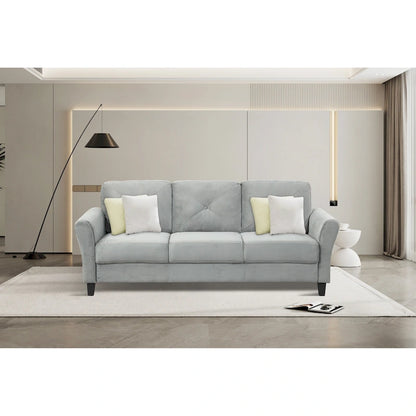 74.9 Polyester 3-Seater Sofa with Wood Frame, High Elastic Sponge Cushion