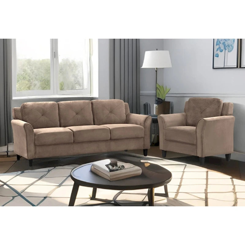 74.9 Polyester 3-Seater Sofa with Wood Frame, High Elastic Sponge Cushion